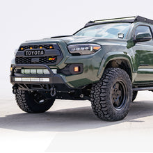 Load image into Gallery viewer, 16-Up Tacoma Stealth Bumper 32 Inch LED Bar Combo Beam Bumper Light Bar-Blue-Small 32 Inch Combo Beam with Relocation Mounts Bumper Light Bar Switch No Winch No D-Ring Cali Raised LED