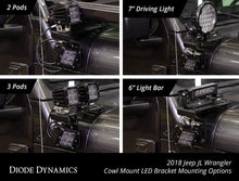 Load image into Gallery viewer, SS6 Cowl LED Bracket Kit for 2018-2021 Jeep JL Wrangler/Gladiator, Amber Flood - TRD☆REPUBLIC