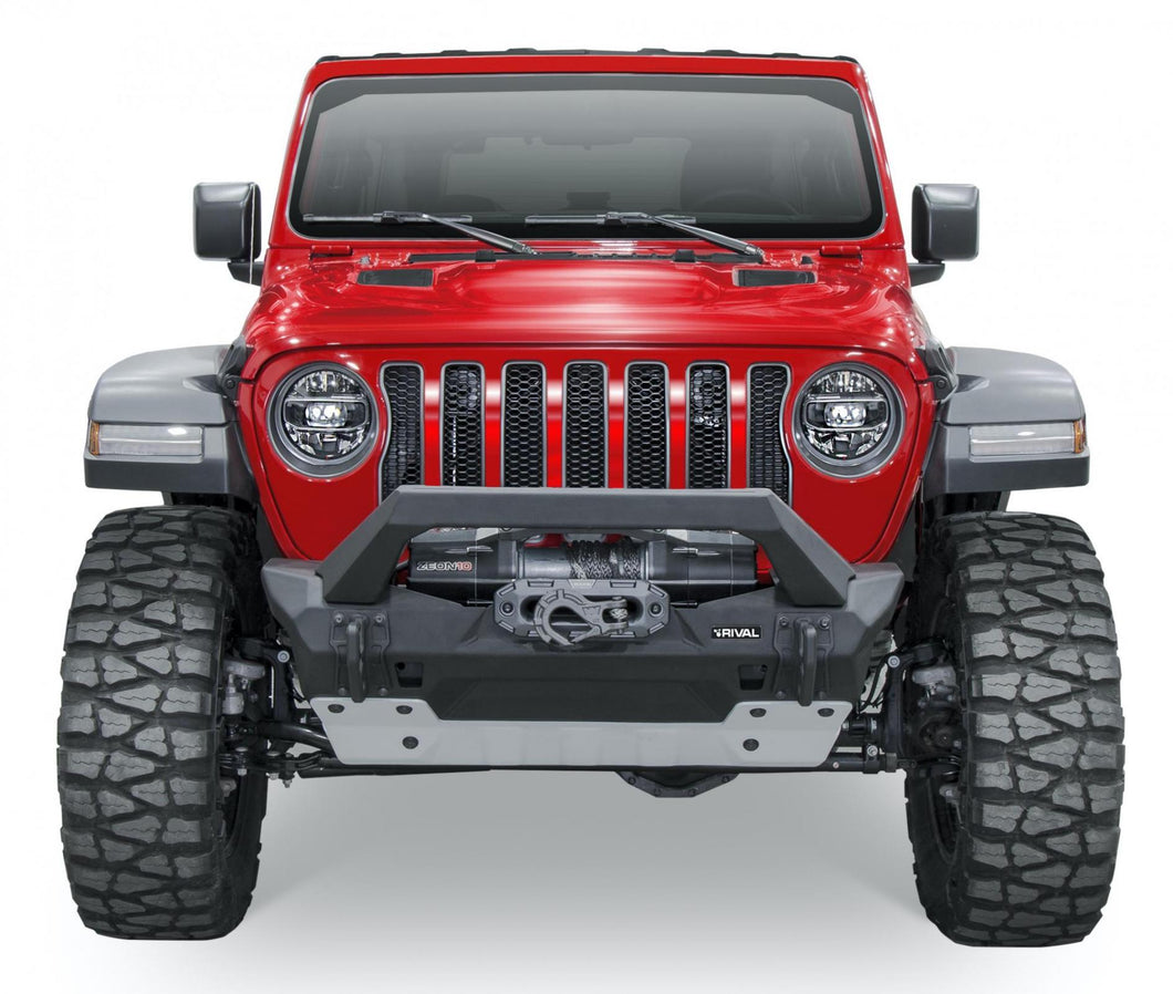 Jeep Stubby Front Bumper Aluminum For 18-22 Wrangler JL 20-22 Gladiator JT 07-18 Wrangler JK RIVAL 4x4