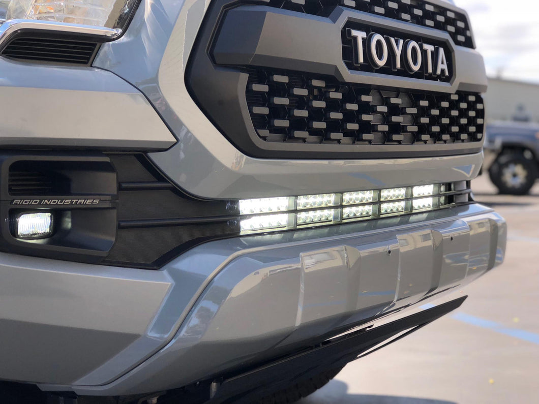 16-21 Tacoma 32 Inch Lower Bumper Hidden LED Light Bar Kit 5D Optic 32 inch OSRAM LED Bar Combo Beam Bumper Light Bar Blue Backlight Tall Cali Raised LED