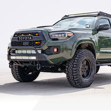 Load image into Gallery viewer, 16-Up Tacoma Stealth Bumper 32 Inch LED Bar Combo Beam Bumper Light Bar-Blue-Small 32 Inch Combo Beam with Relocation Mounts Bumper Light Bar Switch No Winch No D-Ring Cali Raised LED
