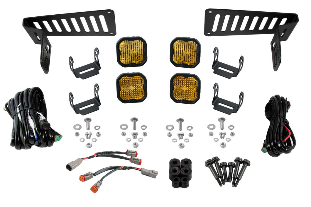 SS3 Cowl LED Bracket Kit for 2018-2021 Jeep JL Wrangler/Gladiator, Yellow Sport