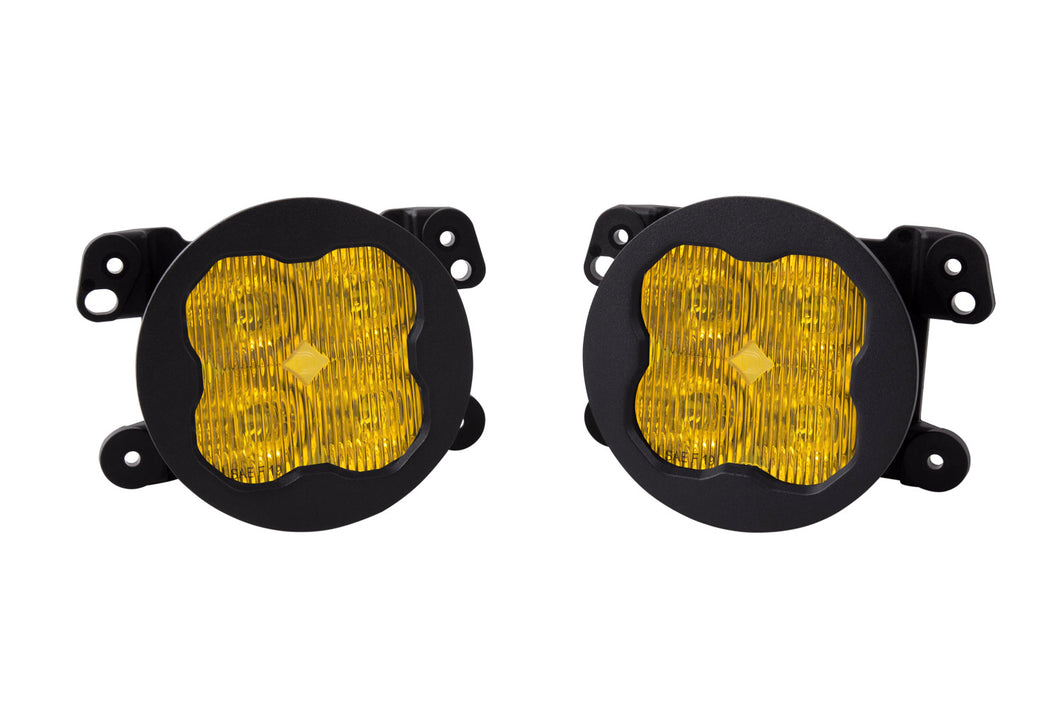 SS3 LED Fog Light Kit for 2018-2021 Jeep JL Wrangler Yellow SAE Fog Sport w/ Backlight Type M Bracket Kit Diode Dynamics