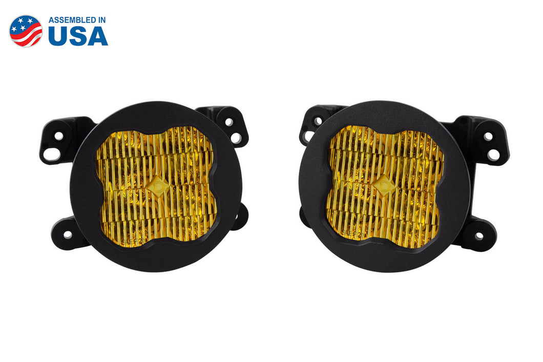 SS3 LED Fog Light Kit for 2018-2021 Jeep JL Wrangler Yellow SAE Fog Max w/ Backlight Type M Bracket Kit Diode Dynamics