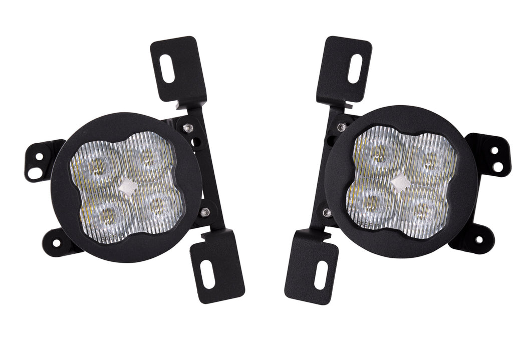 SS3 LED Fog Light Kit for 2018-2021 Jeep JL Wrangler White SAE Fog Sport w/ Backlight Type MR Bracket Kit Diode Dynamics