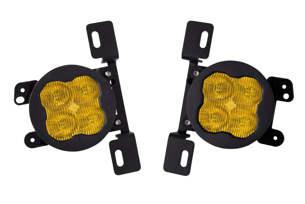 SS3 LED Fog Light Kit for 2018-2021 Jeep JL Wrangler Yellow SAE Fog Sport w/ Backlight Type MR Bracket Kit Diode Dynamics