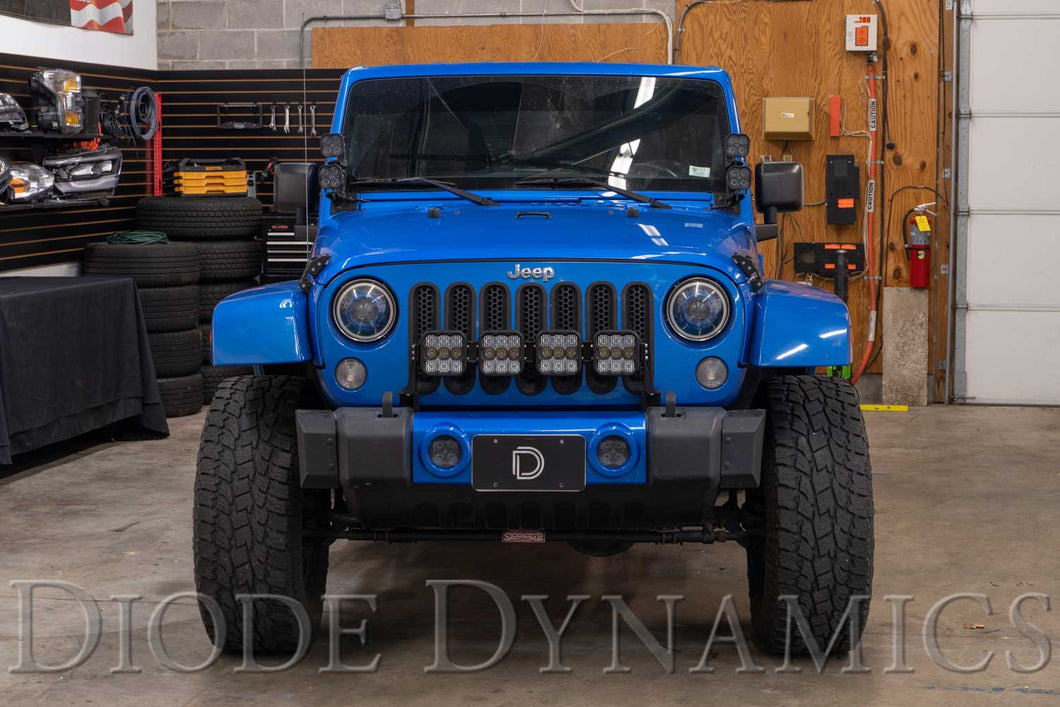 Jeep JK SS5 4-Pod CrossLink Grille Lightbar Kit Sport White Combo Diode Dynamics