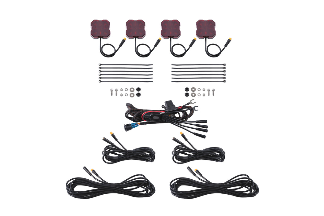 Stage Series Single-Color LED Rock Light Red M8 (4-pack) Diode Dynamics