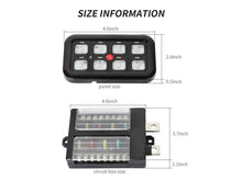 Load image into Gallery viewer, Overhead view of entire 8 switch control system kit - Cali Raised LED
